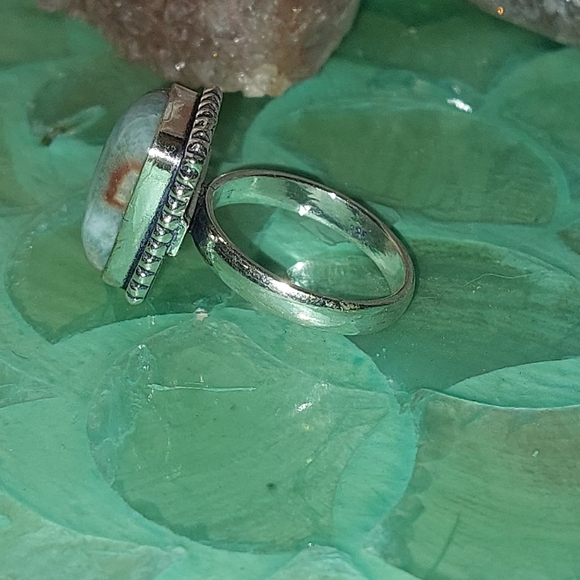 Dainty Square Larimar Ring Size 5.75 - Picture 2 of 7